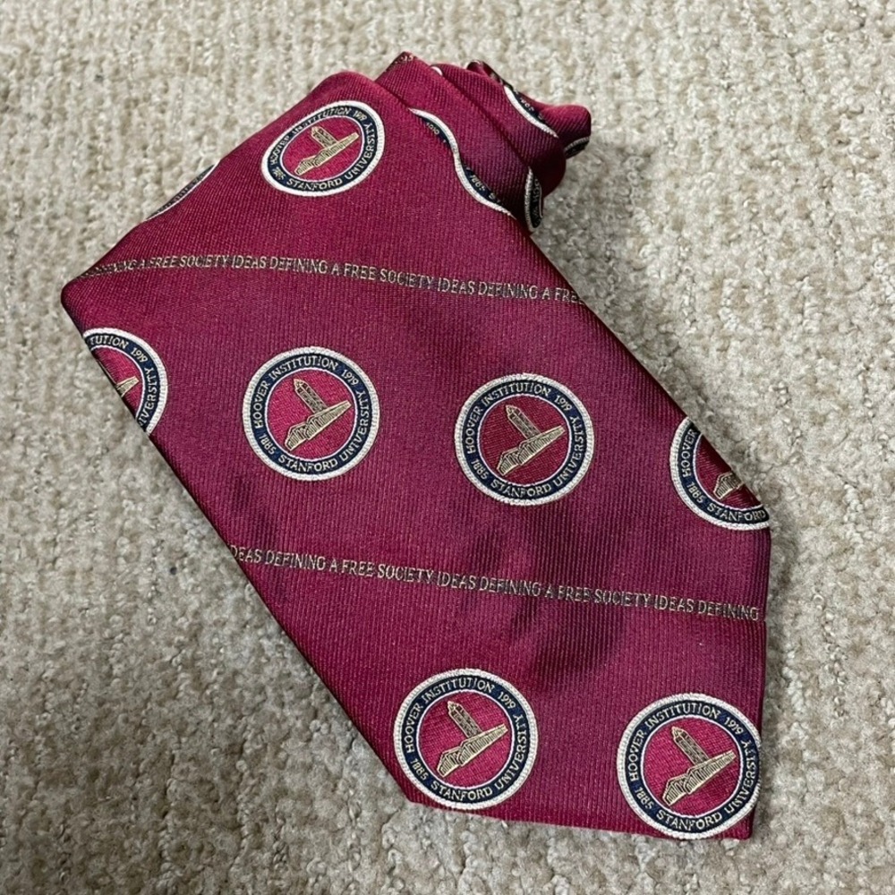 Robert Talbott Tie Mens XL Burgundy Stanford Hoover Institution Silk Collegiate